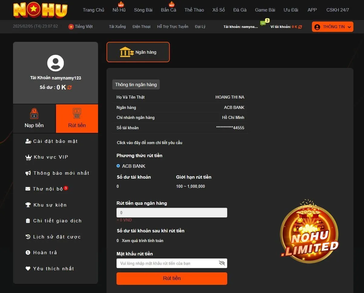 Nohu là cổng game luôn thanh toán sòng phẳng tiền thưởng cho tất cả hội viên