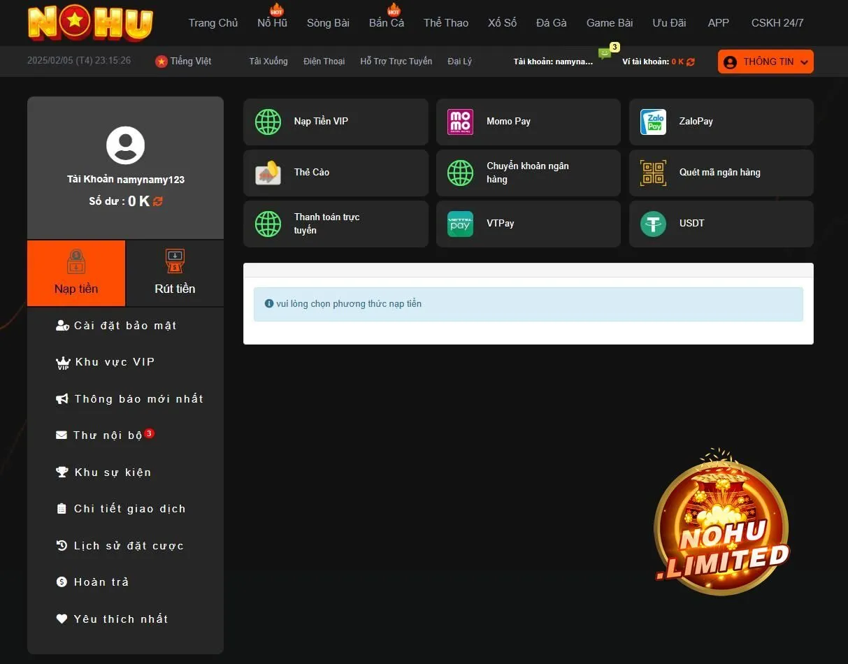 Cổng game Nổ Hũ hỗ trợ hội viên nhiều cách giao dịch
